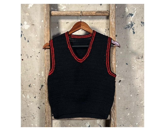 Hand Knit '60s Sweater Vest Navy Blue
