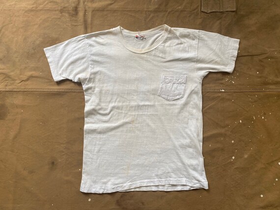 70s Pocket tee White Distressed