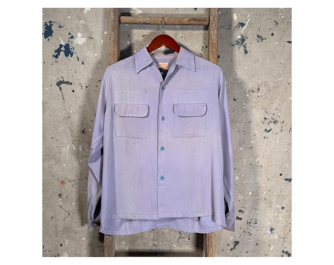 Purple Fader 1950s Rayon Loop Collar Shirt