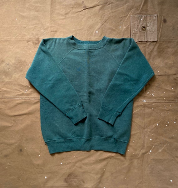 1970s Faded Sweatshirt Green Distressed