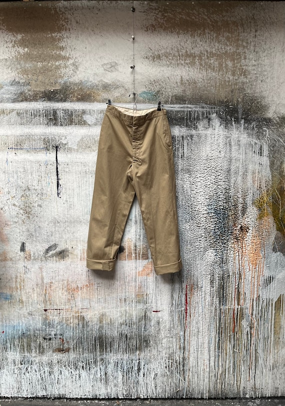 30 Waist '60s Khaki Trousers - image 1