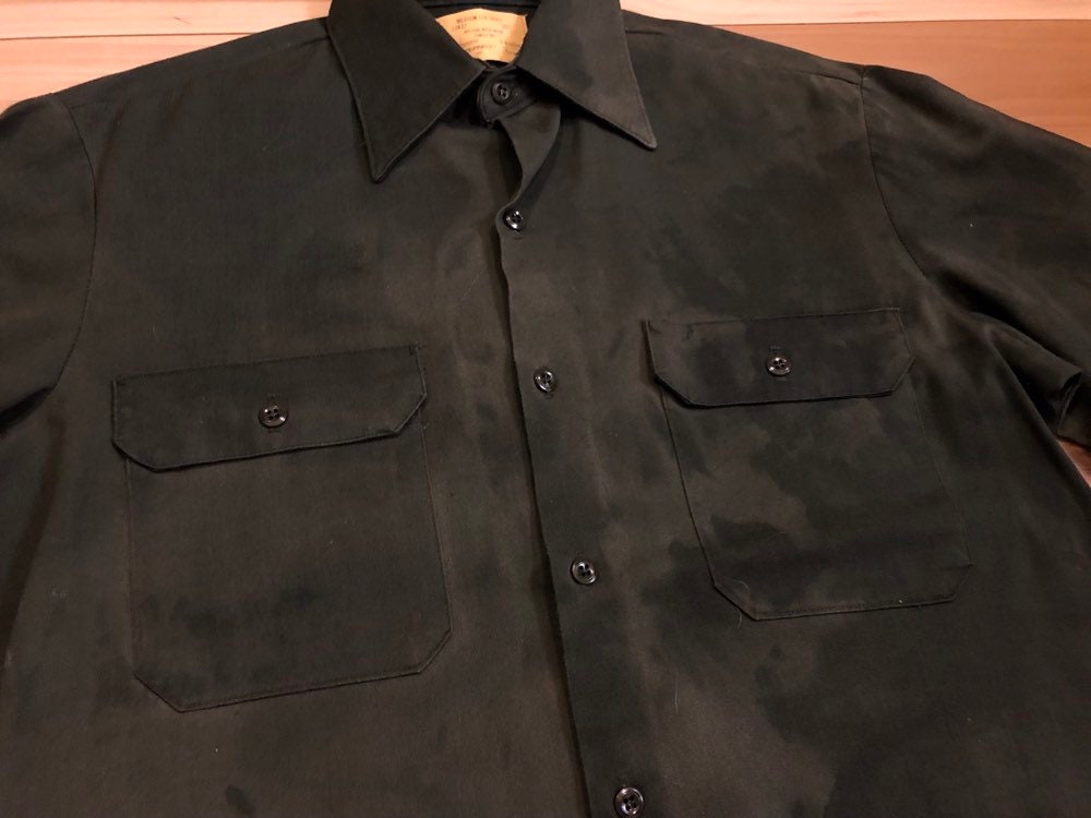 60〜70s sears parliament press blackshirt Rare Sears Employee Uniform Work Shirt, Short Sleeve,Grey