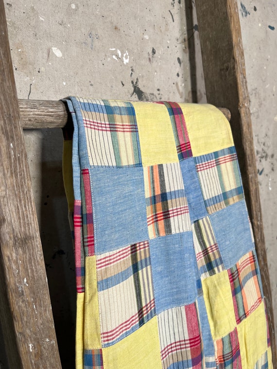 Madras Plaid 1960s Yellow Patchwork Trousers - image 5