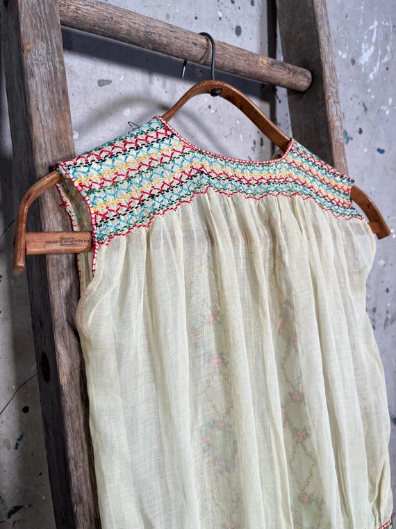 1930s / 40s Hungarian Hand Embroidered Dress Sheer - image 9