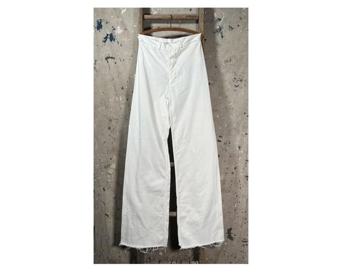 1940s White Trousers USN Stencil Sailor Pants