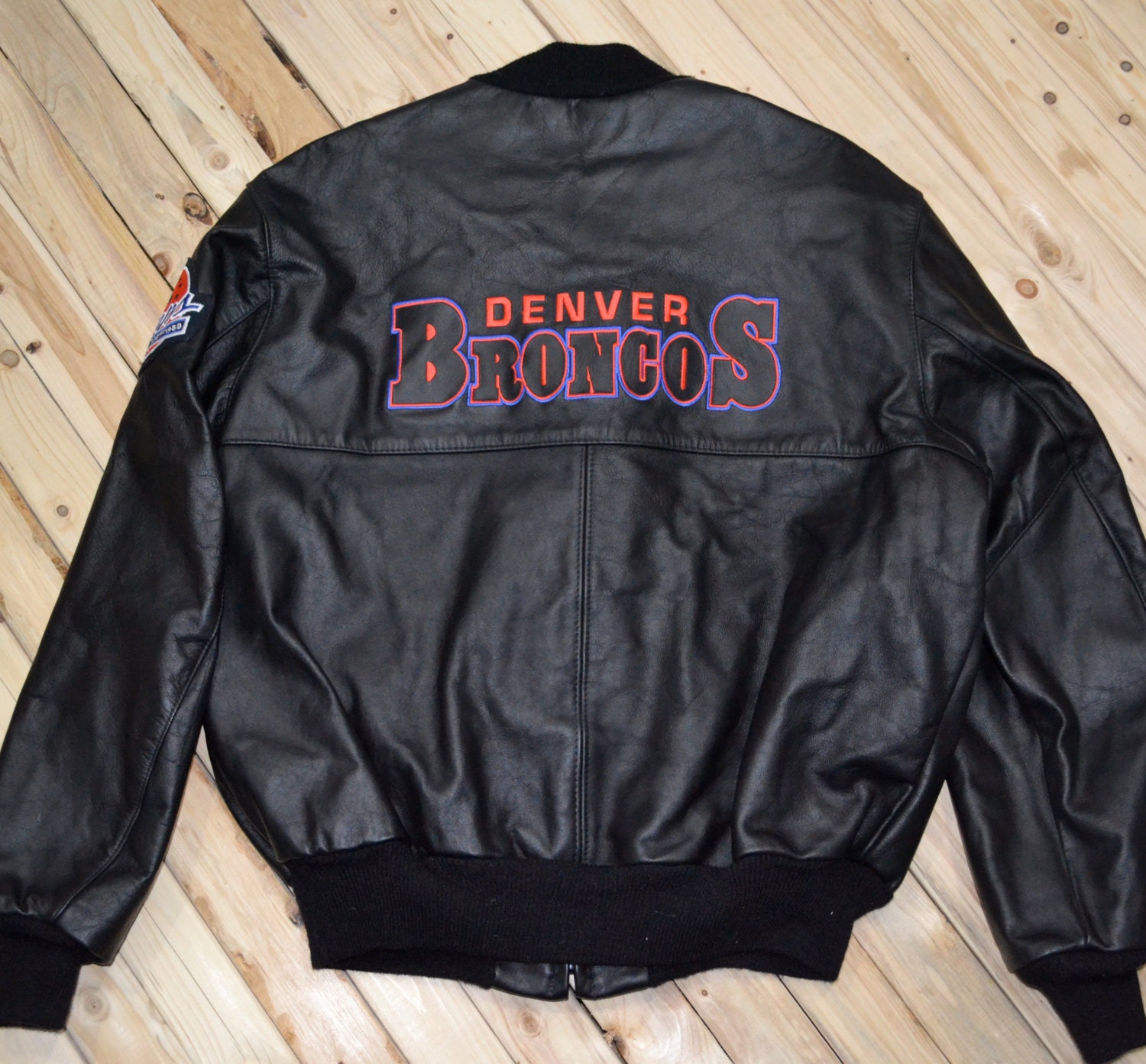 Denver Bronco Delong Leather Varsity jacket