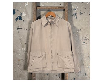 Gabardine 1950s Campus Jacket Belted Back