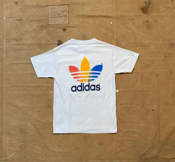 T-Shirt trifoglio arcobaleno anni '80 Adidas Double Sided - Etsy Italia