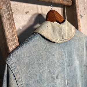 Faded 1940s WWII Shawl Collar Denim Coat image 7