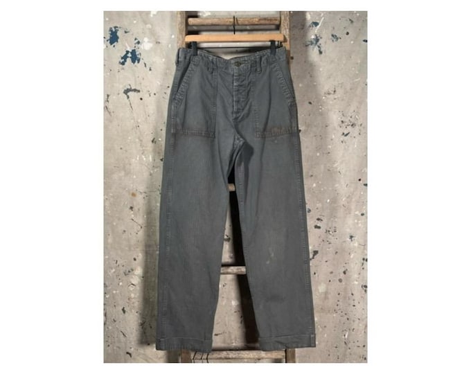 Gray Herringbone Twill Trousers Baker pants