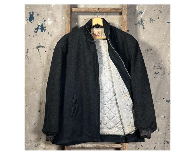 1950s Lakeland Clicker Jacket Gray Wool sz 50