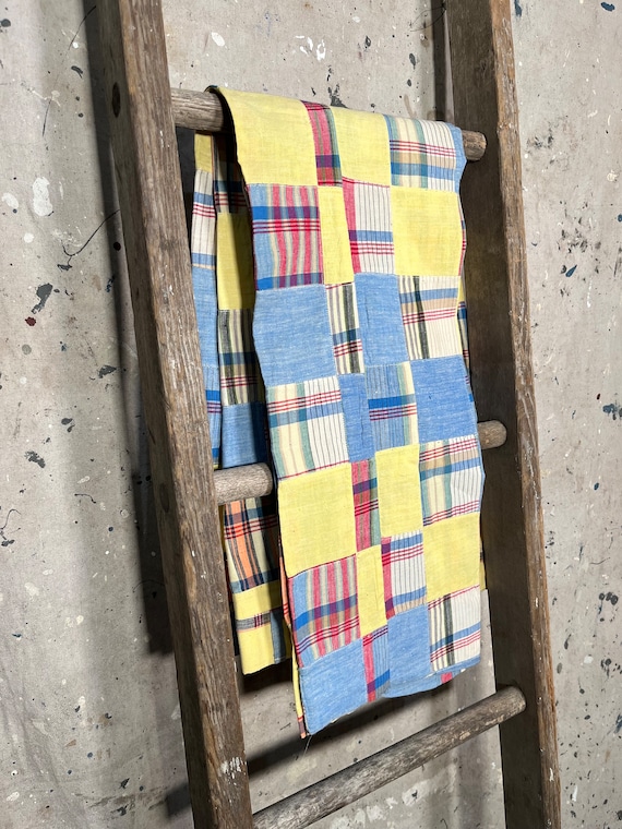 Madras Plaid 1960s Yellow Patchwork Trousers - image 10