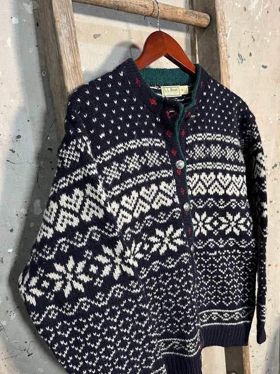 LL Bean '80s Pattern Cardigan Sweater - image 8