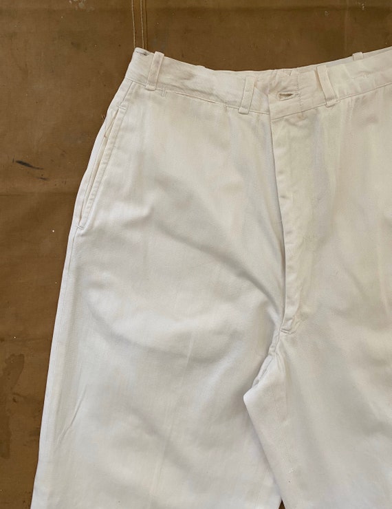 28 Waist 1940s / 50s White Trousers - image 5