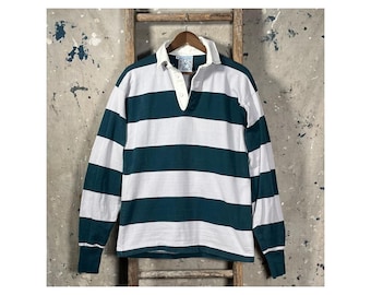 Lands End 1980s Stripe Rugby USA