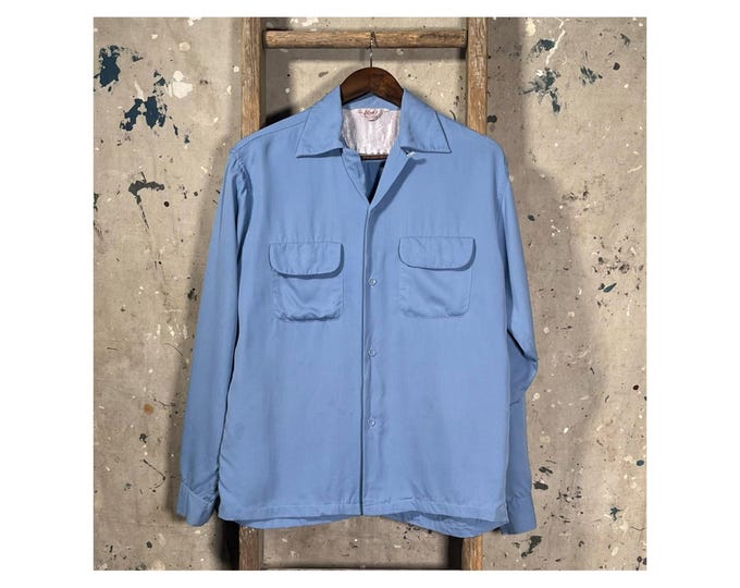 1940s Rayon Loop Collar Shirt by Blocks