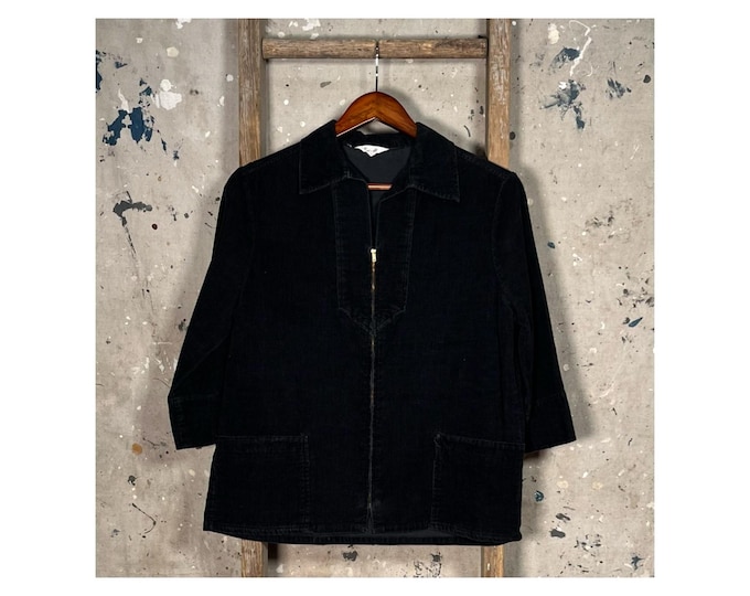 1950s / 60s Black Corduroy Shirt Jacket Easi Form