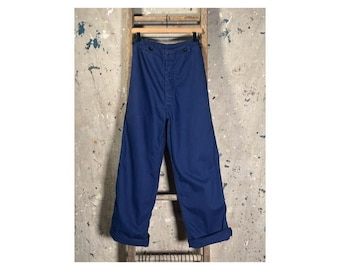 Blue Herringbone Twill Trousers