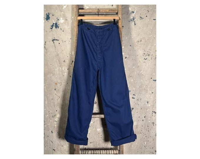 Blue Herringbone Twill Trousers