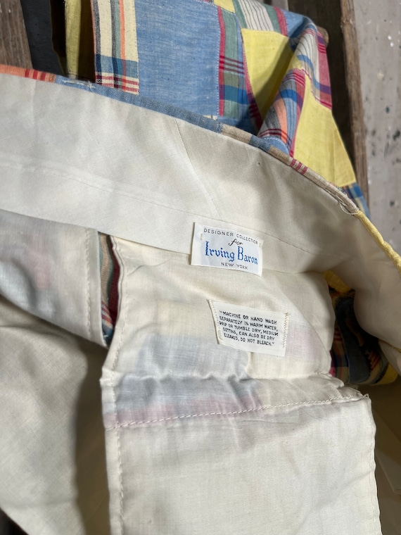 Madras Plaid 1960s Yellow Patchwork Trousers - image 7