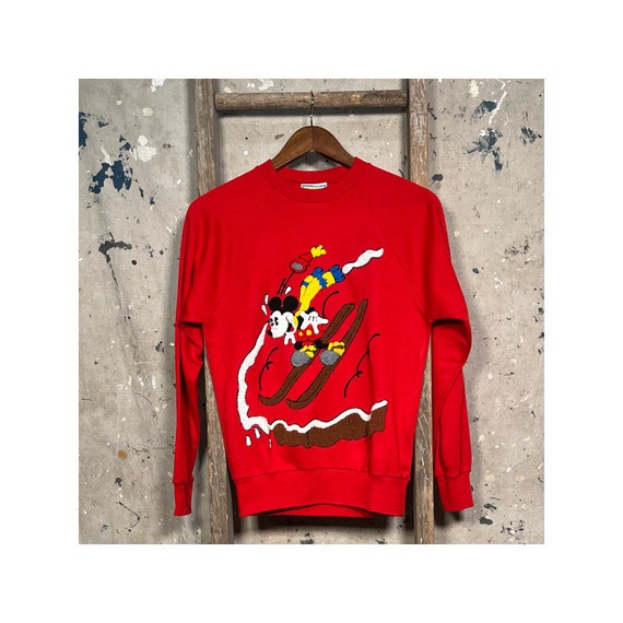 80s Mickey Mouse Ski Sweatshirt Chenille - Etsy