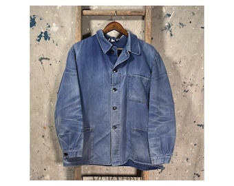 Perfectly Faded 1980s Herringbone Twill Chore Jacket