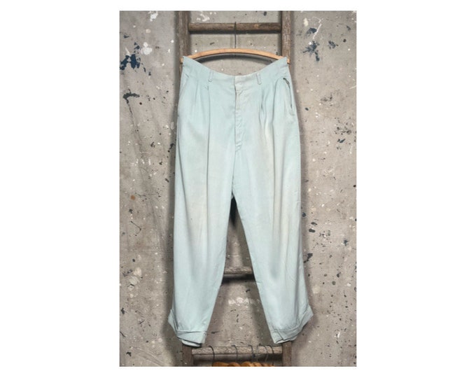 1940s Gabardine Trousers Seafoam