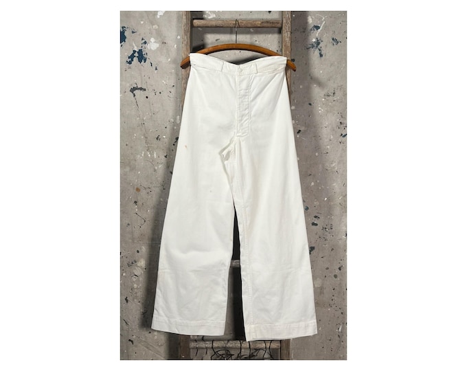 1940s White Trousers USN Sailor Pants
