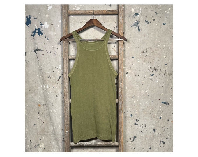 1940s WW2 Green Tank Top All Cotton