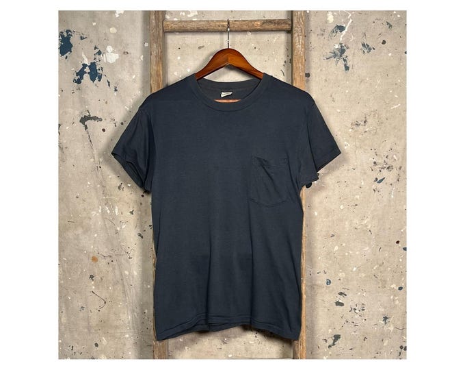 1970s All Cotton Pocket tee by Kmart Navy