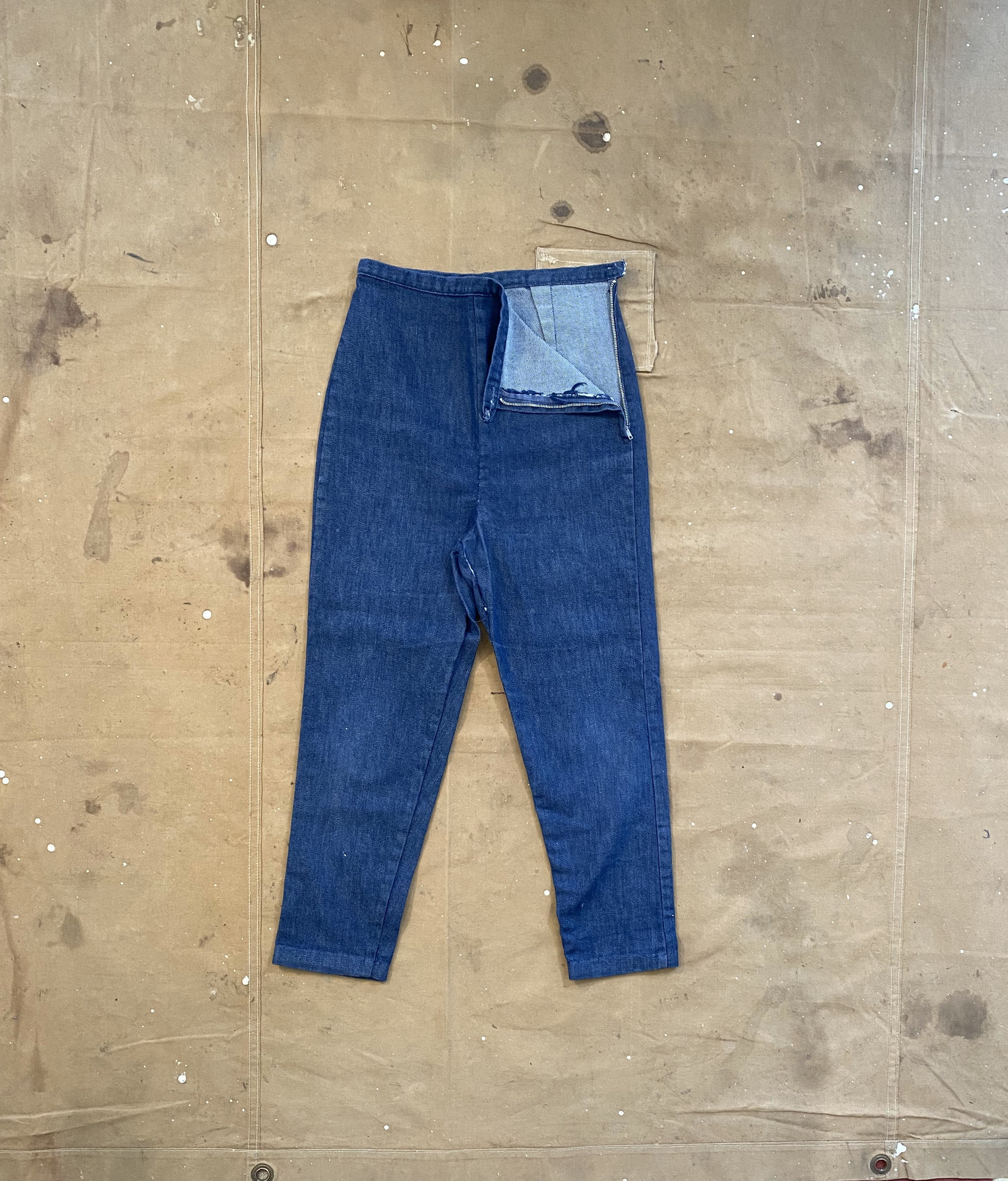 24 Waist '50s Side Zip Jeans Dark Wash 