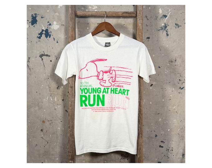 1990s Snoopy Running T-shirt 'Young At Heart'