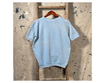 Baby Blue 1970s Short Sleeve Sweatshirt