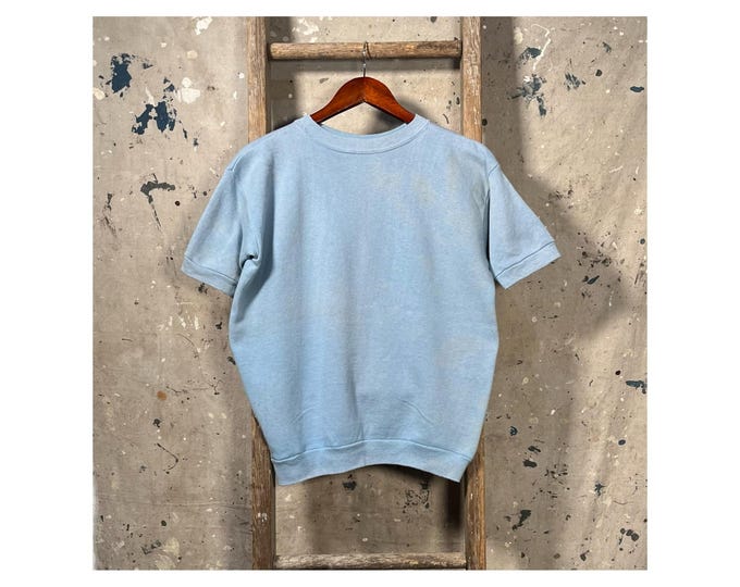 Baby Blue 1970s Short Sleeve Sweatshirt