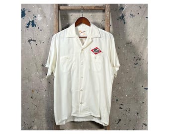 White Rayon 1950s Bowling Shirt Koch's Beer