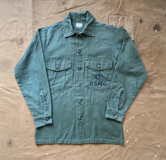 USMC Sateen OG 107 Shirt Vietnam Stencil