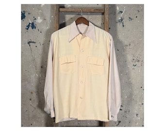 Two Tone 1950s Rayon Loop Collar Shirt