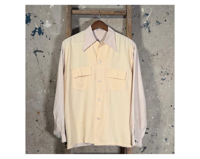 Two Tone 1950s Rayon Loop Collar Shirt