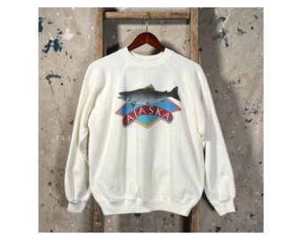 Salmon 1980s Alaska Souvenir Sweatshirt