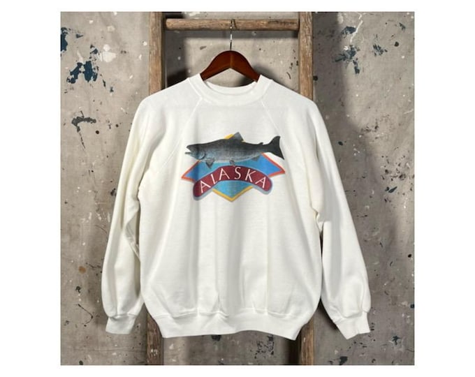 Salmon 1980s Alaska Souvenir Sweatshirt