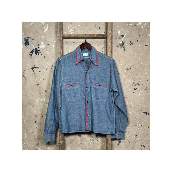 50's-60's “XL~XXL” Sears Chambray Shirt