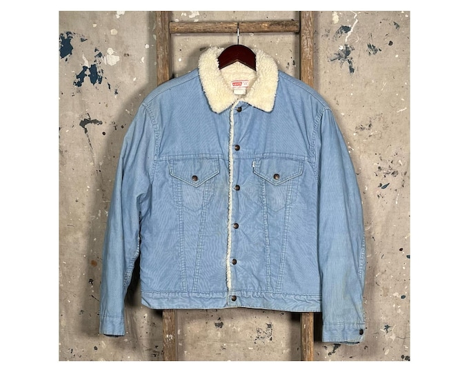 Baby Blue 1980s Levi's Corduroy Jacket Sherpa 44