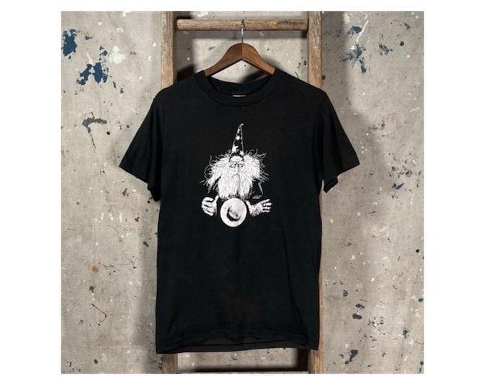 Faded Black 1980s Wizard T-shirt