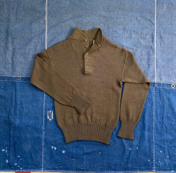 40s Wool Sweater High Neck WWII