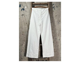 1940s White Trousers USN Sailor Pants