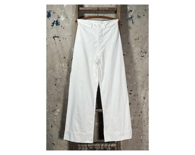 1940s White Trousers USN Sailor Pants