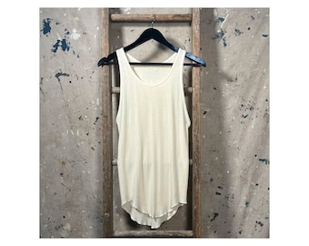 Ribbed 1940s White Tank Top All Cotton