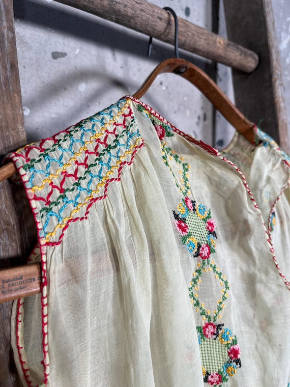 1930s / 40s Hungarian Hand Embroidered Dress Sheer - image 7