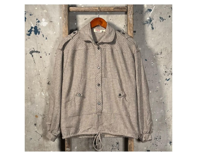 1970s Houndstooth Wool Shirt Jacket by Casual Corner