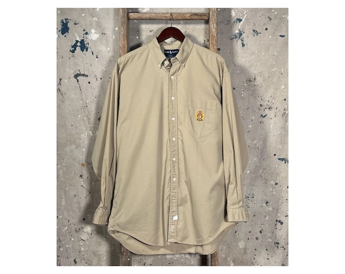 Polo Crest '90s Ralph Lauren Khaki Shirt XL